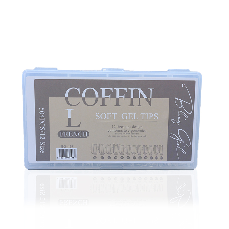 BLING GIRL COFFIN SOFT GEL TIPS HALF TIP LARGE FRENCH BG-167 [R2402P36]