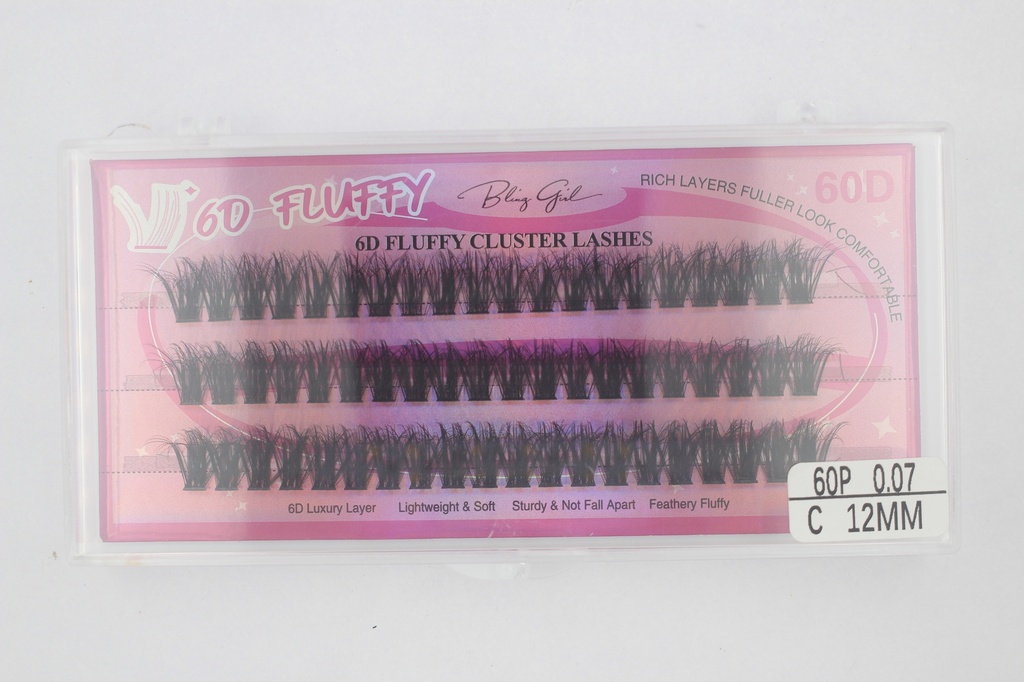 6D Fluffy Cluster Lashes 60D 12mm-C [S2508P06]