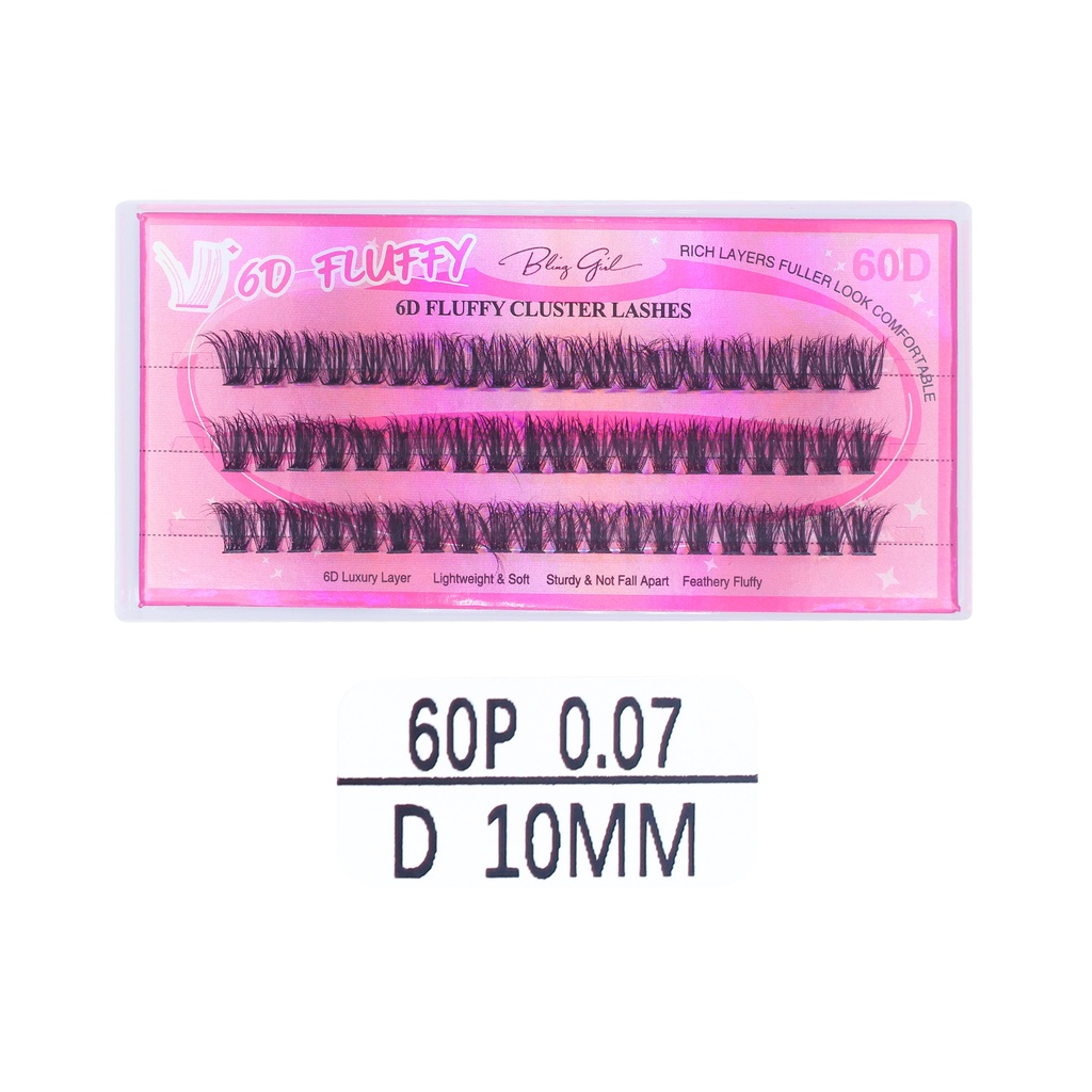 6D Fluffy Cluster Lashes 60D 10mm-D [S2508P06]