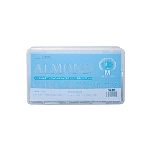 [6362508544177] Almond Extra Thick Nail Tips Medium BG-441 (150PCS/15 sizes) [S2510P05]