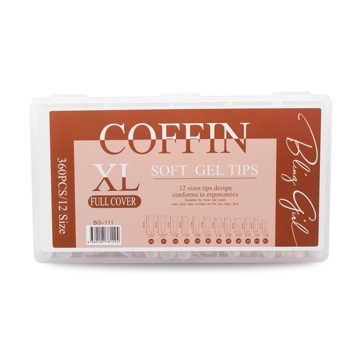 [6362107781294] Bling Girl BG-111 Coffin Full Cover Press On Soft Tips 360pcs [5031]