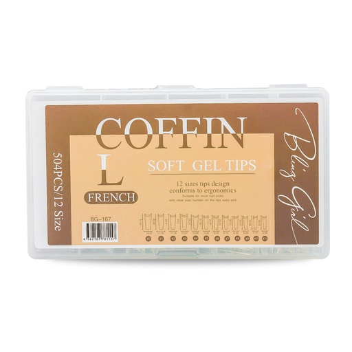 [6362107781157] Bling Girl BG-167 Coffin French Tip Press On Soft Tips 500 pcs [9439]