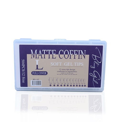 [6362107781065] BLING GIRL Coffin Matte Soft Gel Tips Large BG-107 [R2402P36]