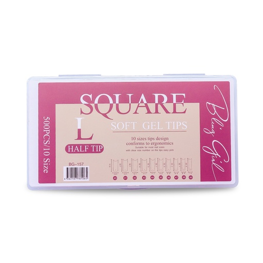 [6362107781065] Bling Girl BG-157 Square French Tip Press On Soft Tips 500 pcs [6599]